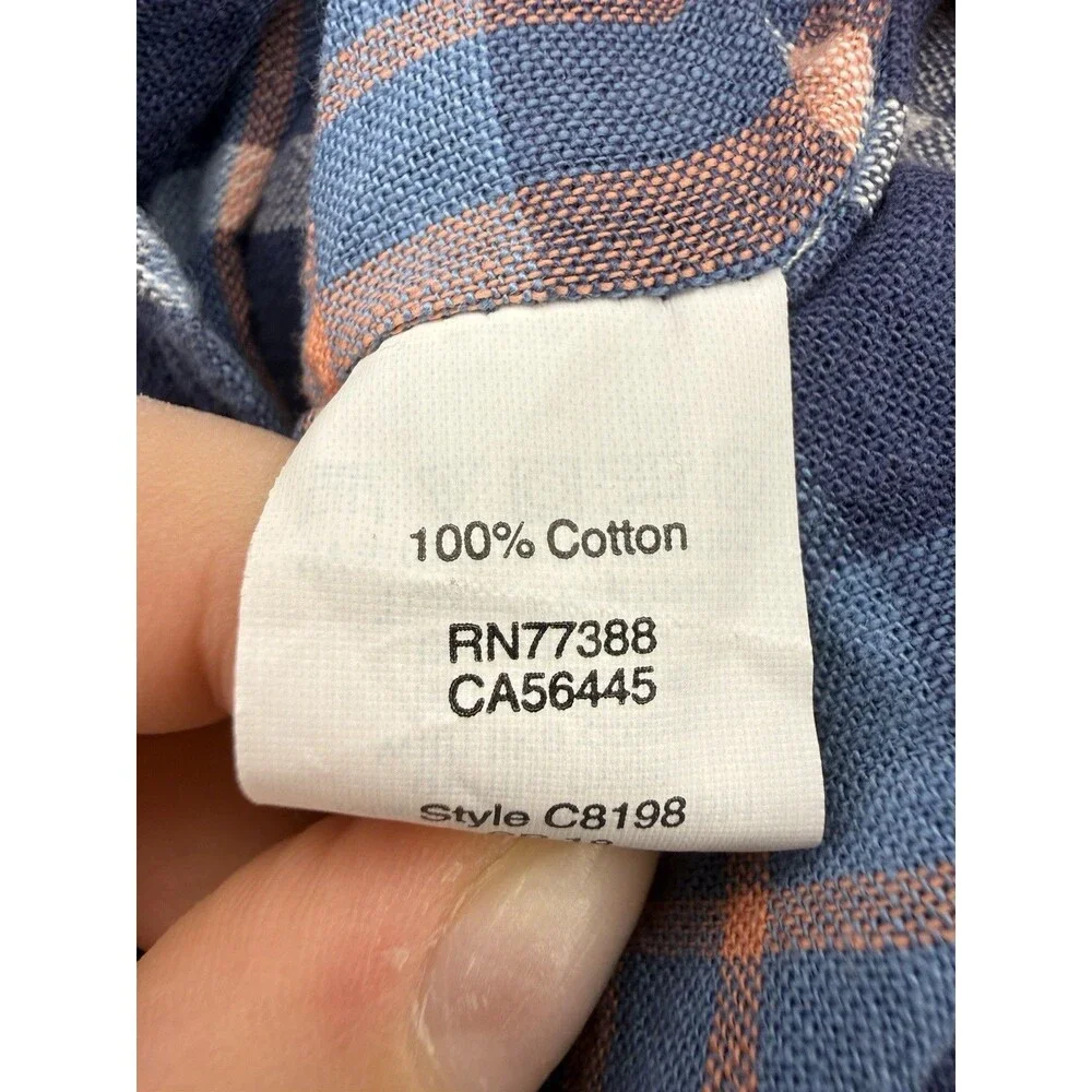 J Crew Mens Dress Shirt Medium M Blue Orange Plaid Long Sleeve Button Up Cotton